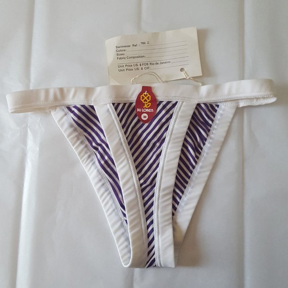 Lot of 2, bikini by du Loren (vintage) size M stripes nwt - Picture 5 of 12